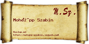 Mohápp Szabin névjegykártya